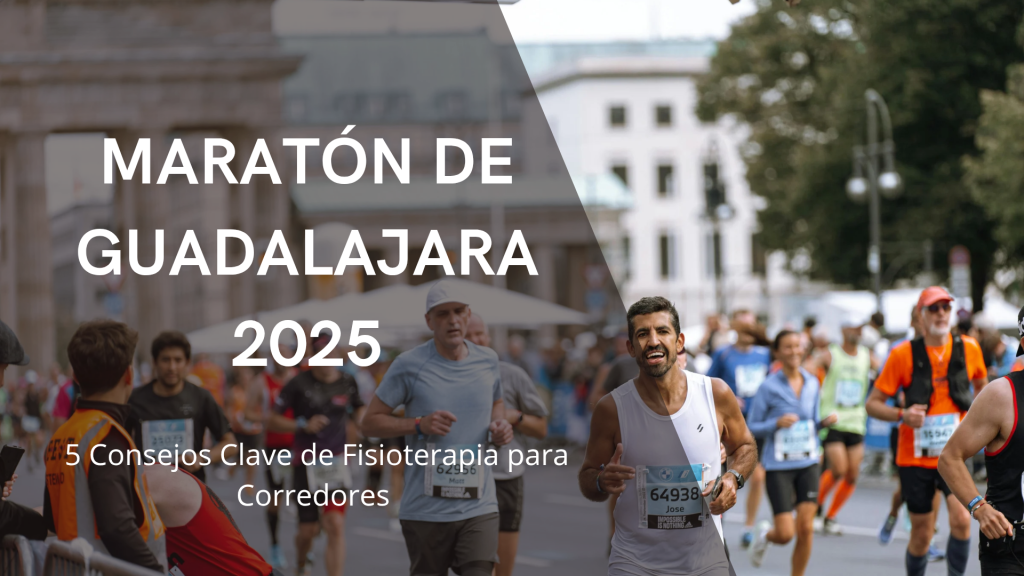 Corredores en el Maratón de Guadalajara 2025 aplicando consejos de fisioterapia para prevenir lesiones y mejorar su rendimiento.